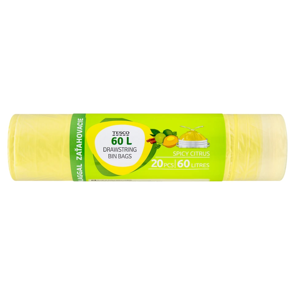 Tesco Spicy Citrus Drawstring Bing Bags 60 l 20 pcs