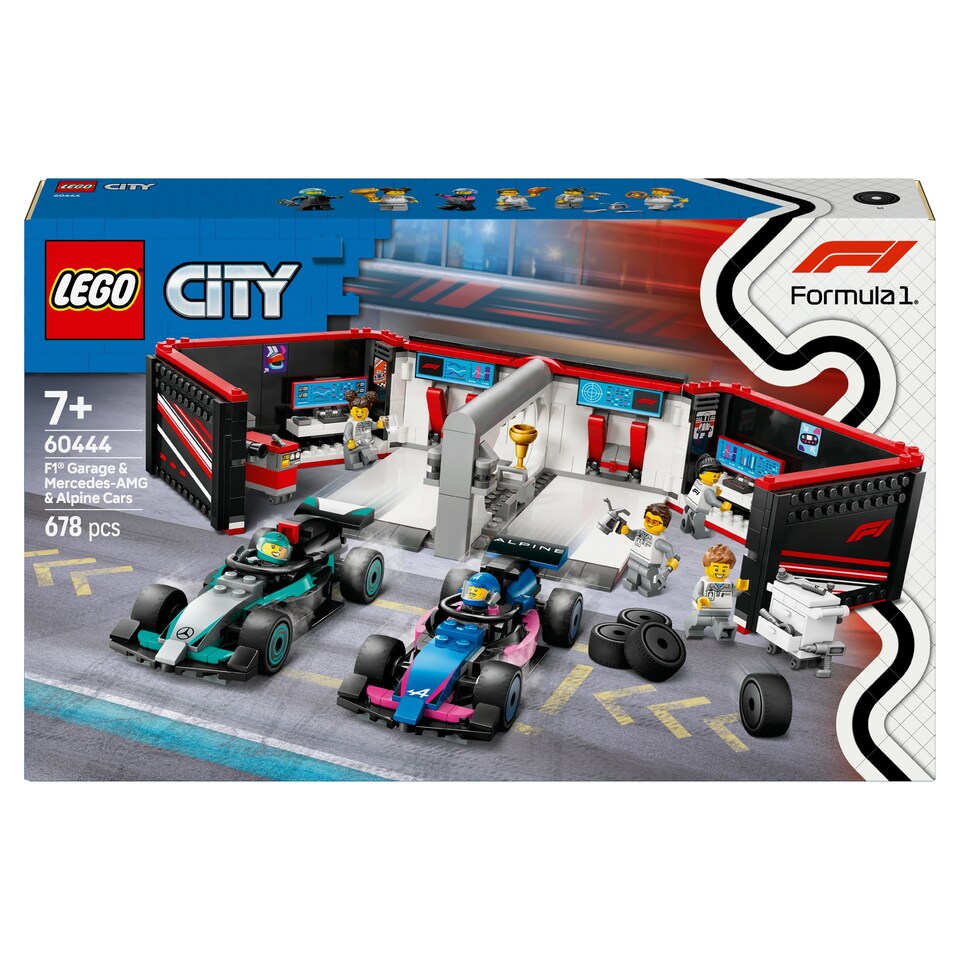 Obrázek 1 pro produkt LEGO City 60444 Garáž F1 a vozy Mercedes-AMG a Alpine