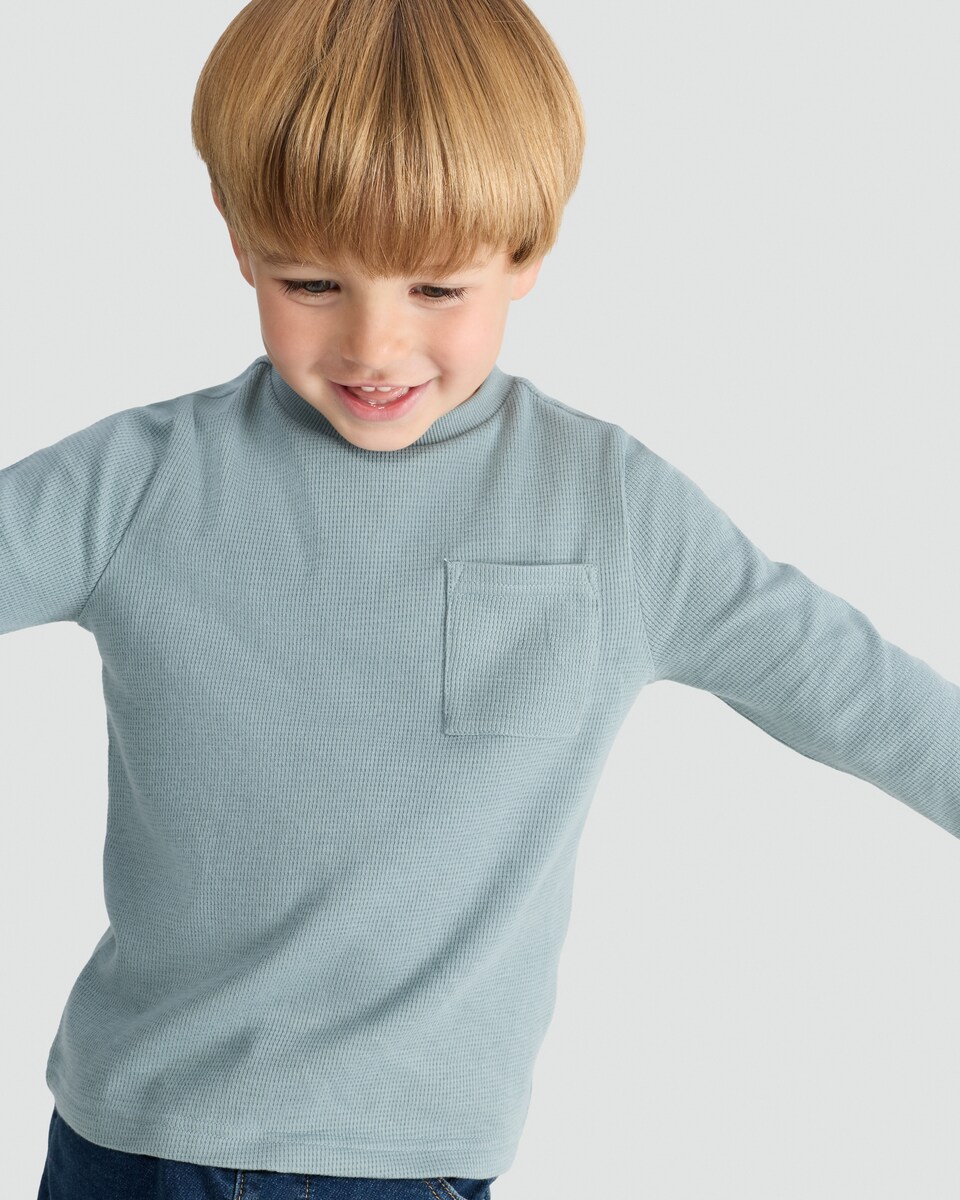 image 1 of F&F Boys 3-Pack Pure Cotton Waffle Long Sleeved Tops in Multi