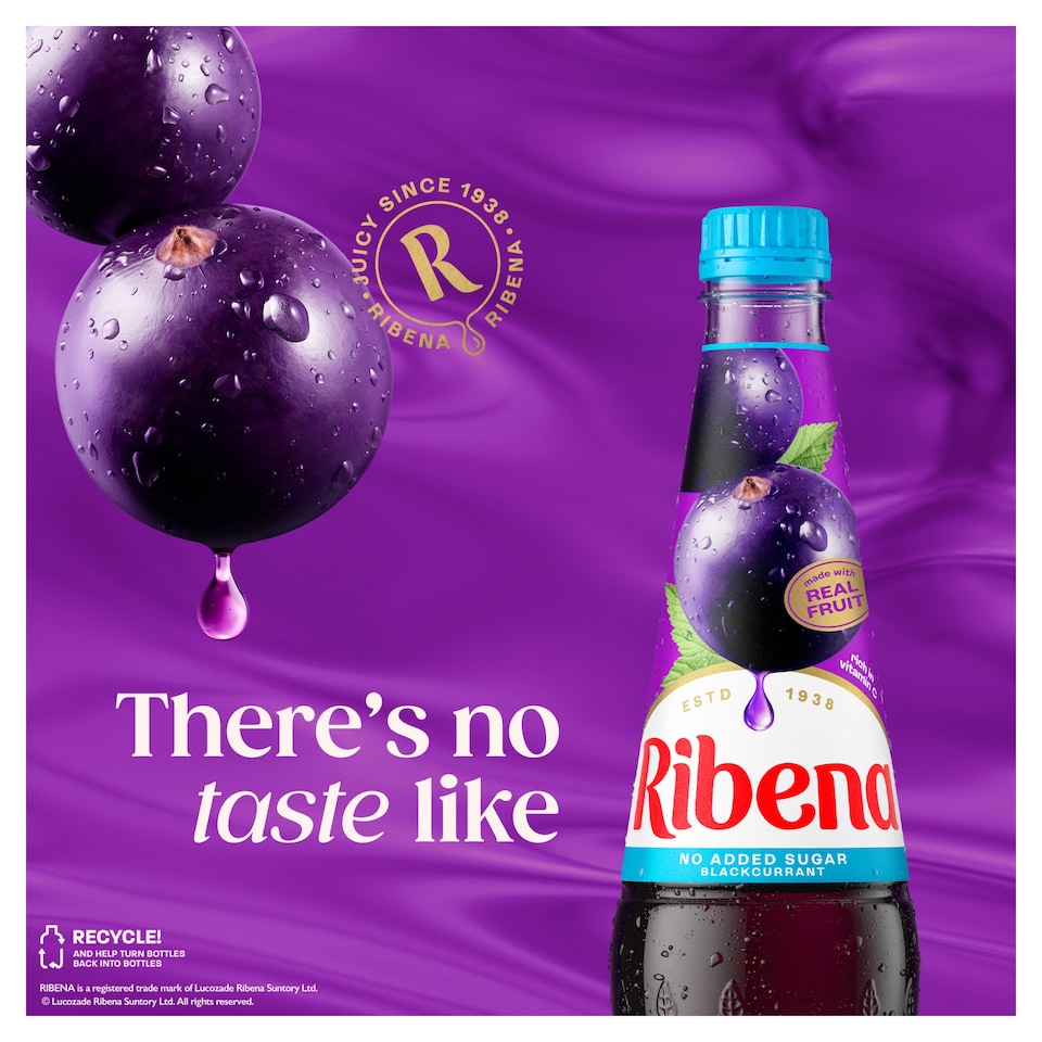 image 1 of Ribena Blackcurrant Squash No Added Sugar 850ml