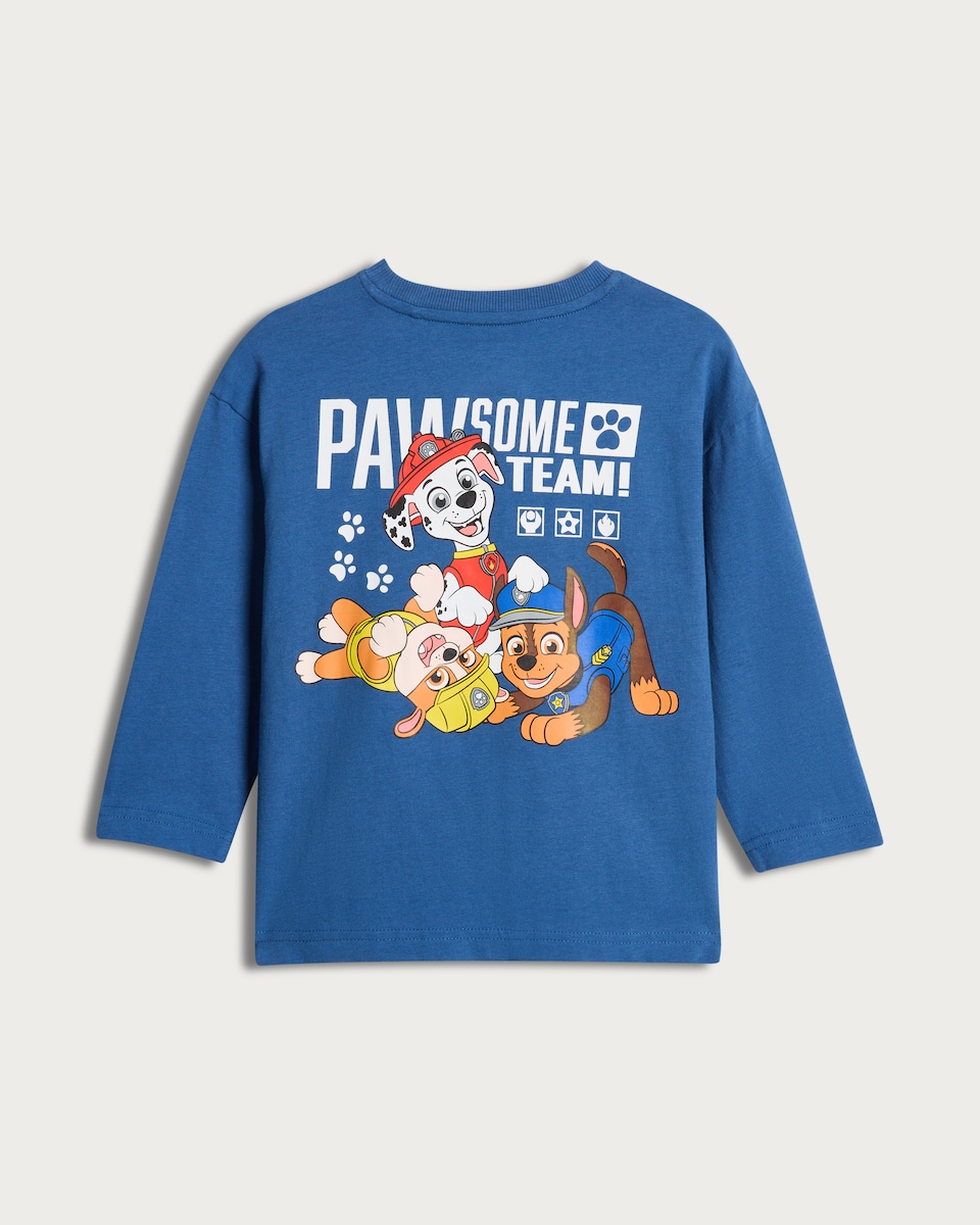 image 1 of Paw Patrol Pure Cotton Long Sleeve T-Shirt in Blue