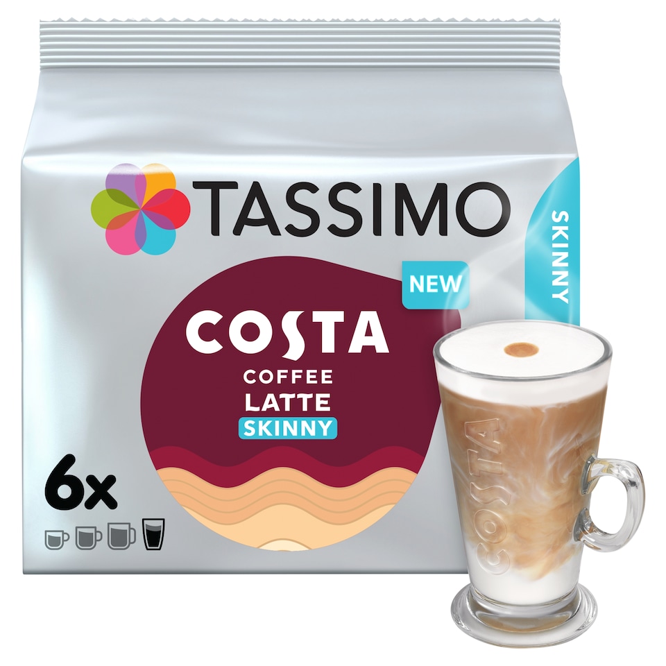image 1 of Tassimo Costa Skinny Latte Coffee Pods 6 Servings 200.4g