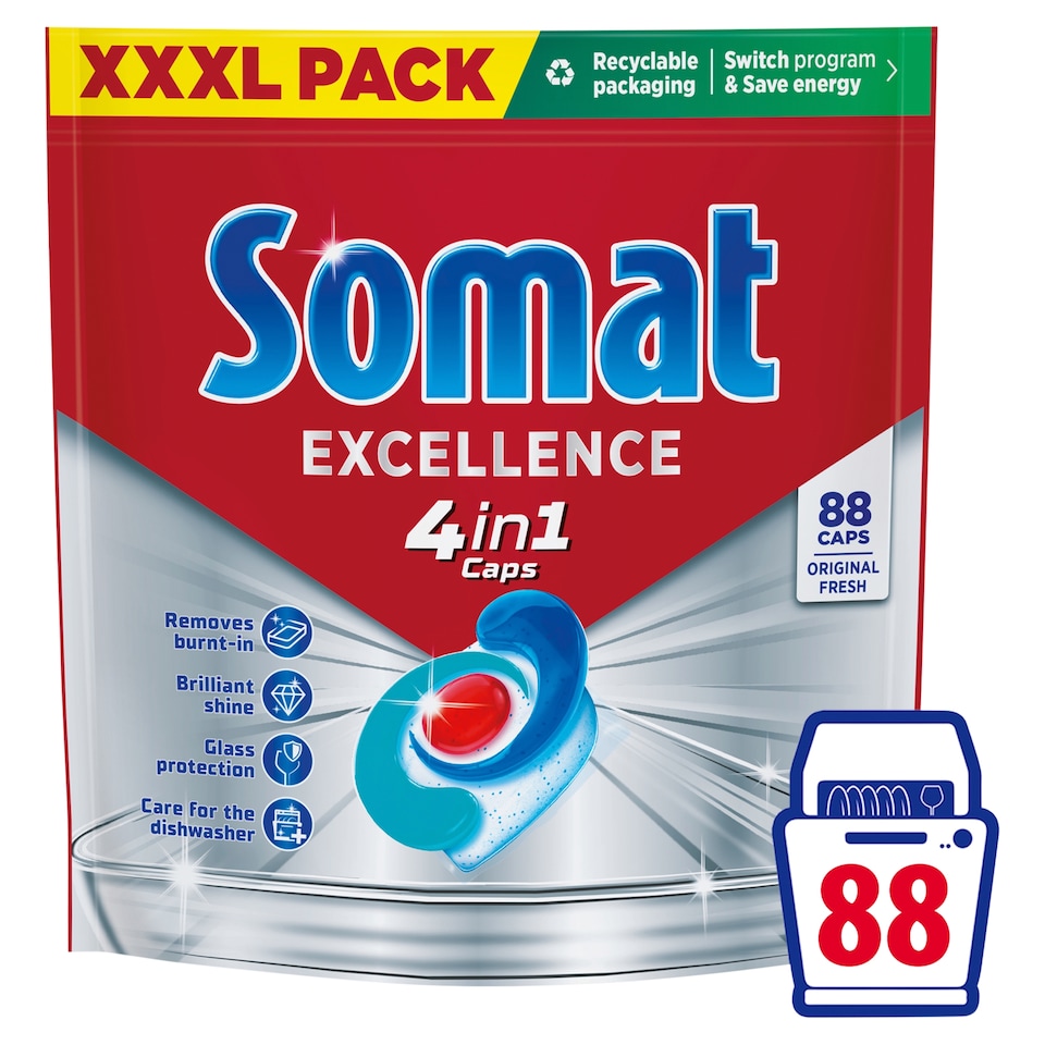 Somat Excellence 4in1 Original Fresh kapsuly do umývačky riadu 88 ks 1592,8 g