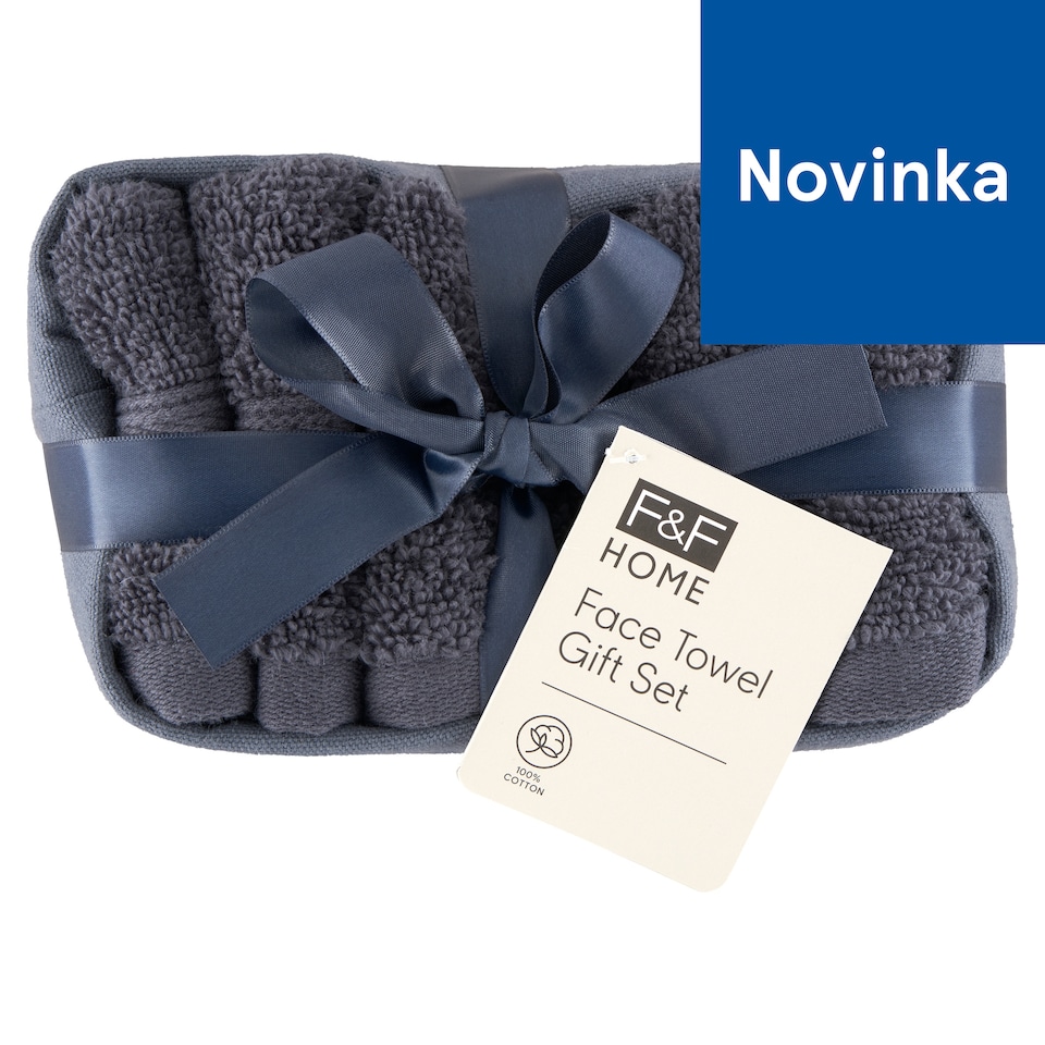 F&F Home Blue Charcoal Face Cloth Gift Set 30 cm x 30 cm