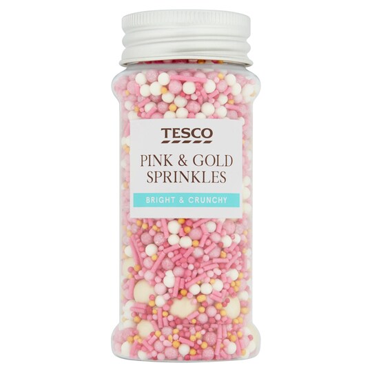 Tesco Pink And Gold Sprinkles 80G Tesco Groceries