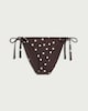 image 4 of F&F Polka Dot Tie Side Bikini Bottoms in Chocolate