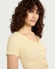 image 2 of F&F Textured Button Front Top in Yellow