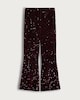 image 5 of F&F Velvet Sequin Flared Trousers in Burgundy