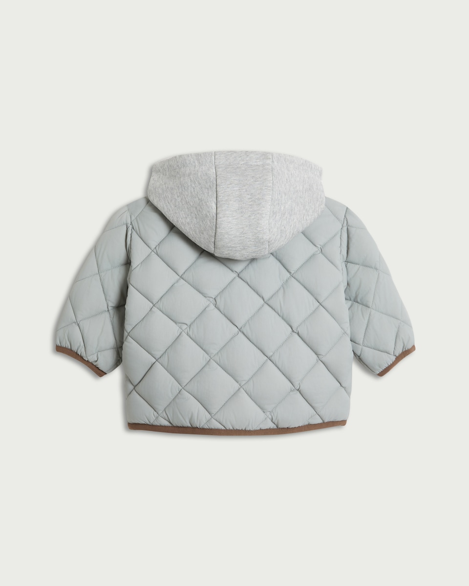 image 1 of F&F Baby Quilted Bear Jacket in Grey