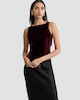image 3 of F&F Velvet Bow Detail Top in Burgundy
