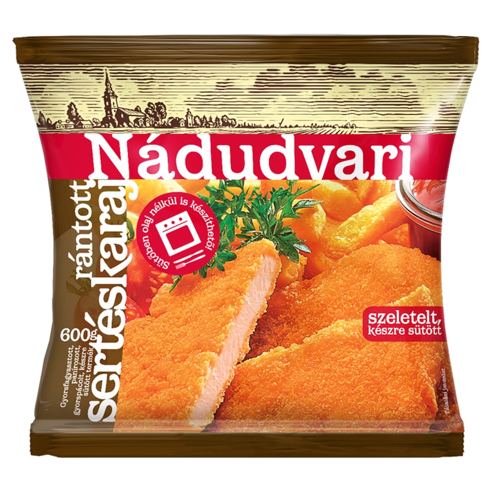 Nádudvari gyorsfagyasztott szeletelt, készre sütött rántott sertéskaraj 600 g
