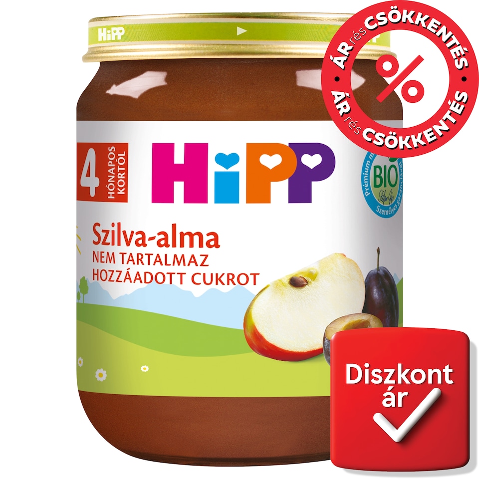 HiPP bio szilva-alma bébidesszert 4 hónapos kortól 125 g