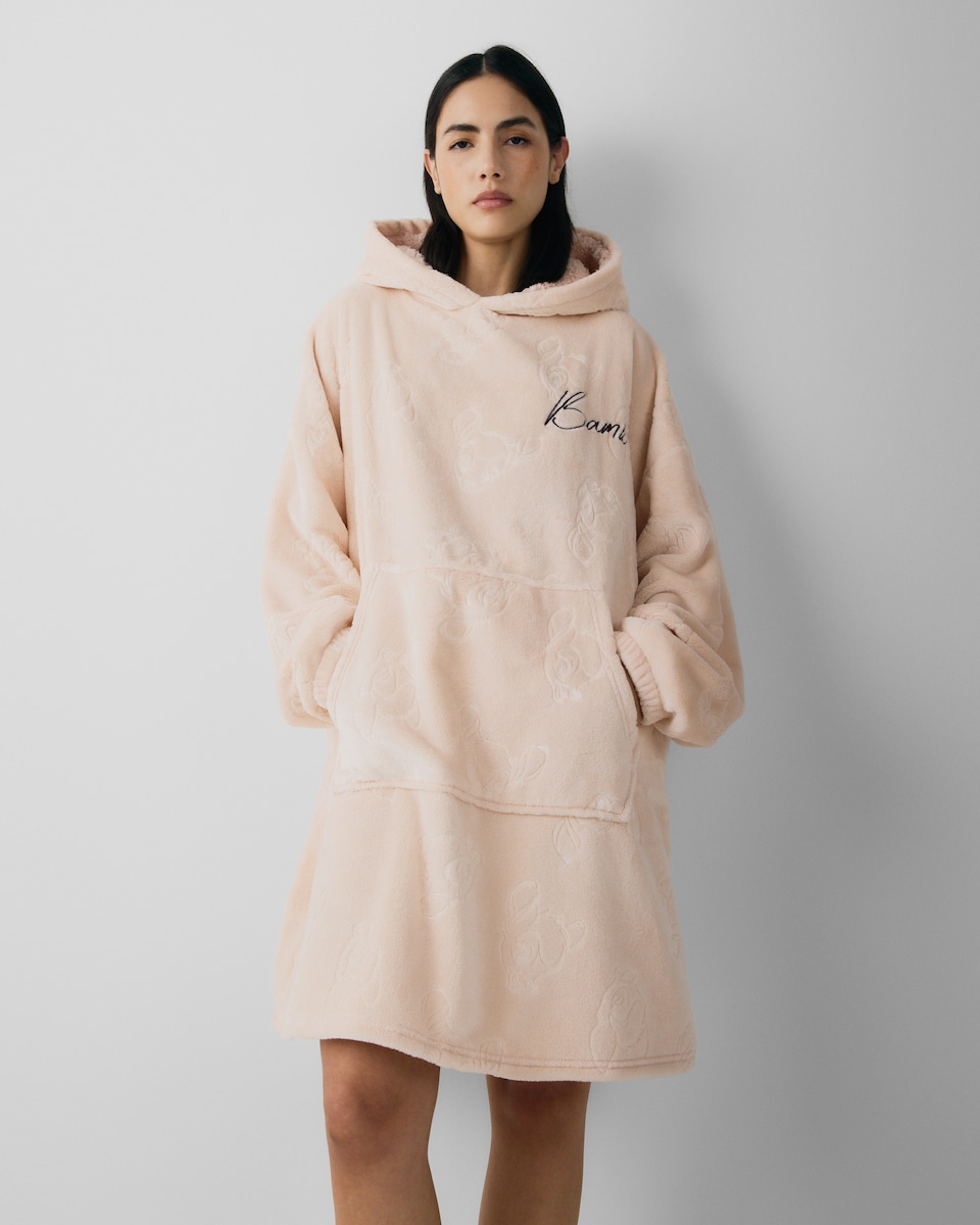 image 1 of Disney Bambi Fleece Pyjama Hoodie in Pink
