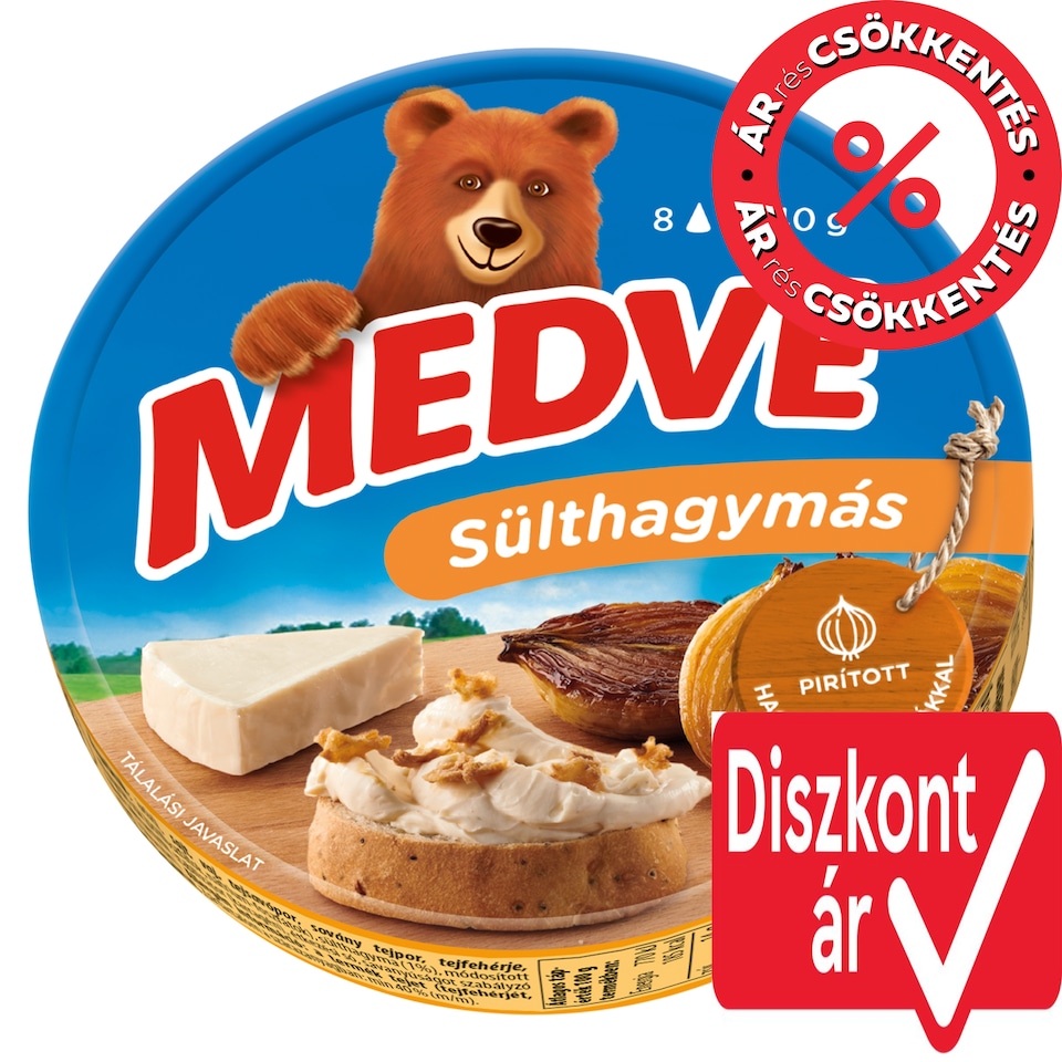 Medve sülthagymás kenhető, félzsíros ömlesztett sajt 8 x 17,5 g (140 g)