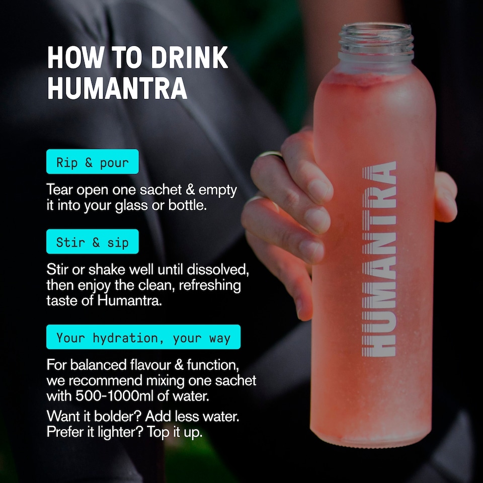 image 1 of Humantra Berry Pomegranate Zero Sugar Electrolyte Drink 3 x 3.6g Sachets