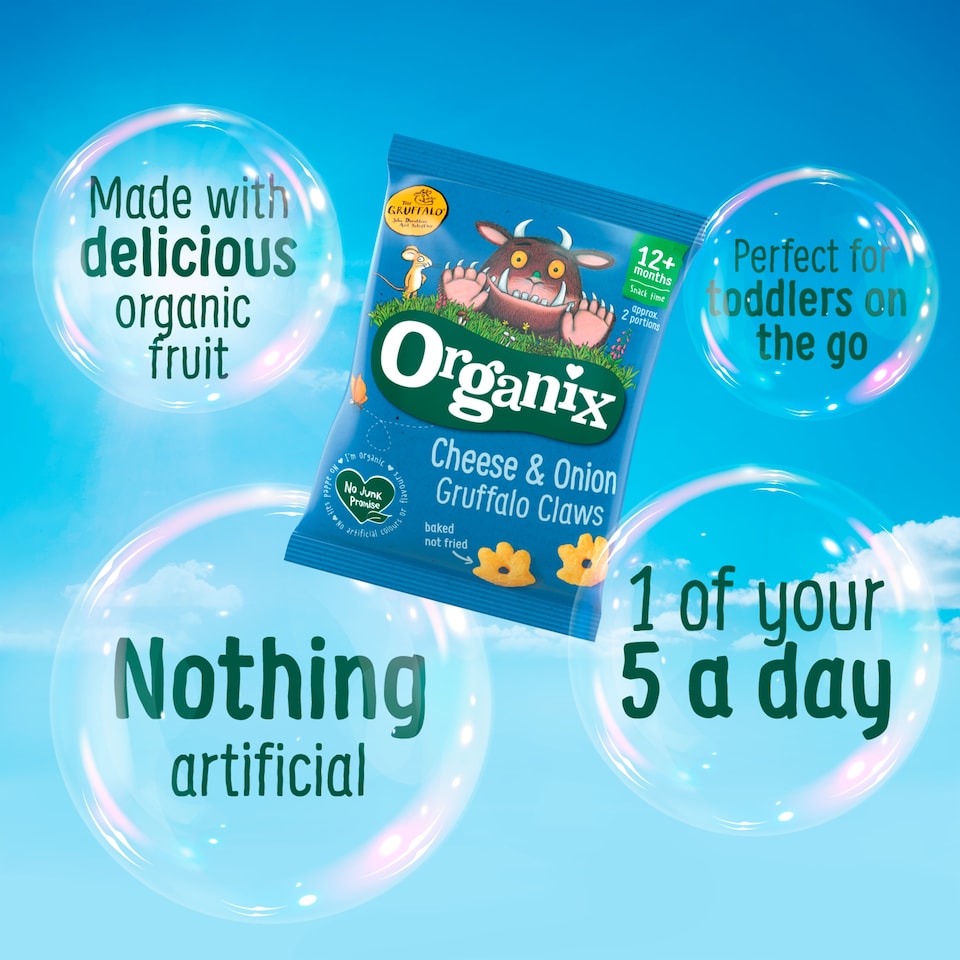image 1 of Organix Cheese & Onion Gruffalo Claws 4X15g