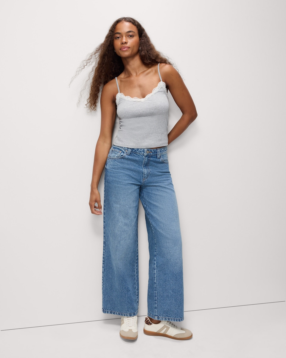 image 1 of OH ME OH MY Cotton Rich Lace Trim Vest in Grey Marl