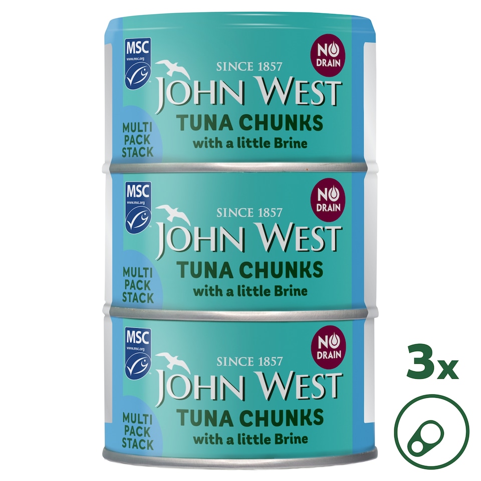 image 1 of John West No Drain Tuna Chunks with a Little Brine MSC 3x100g