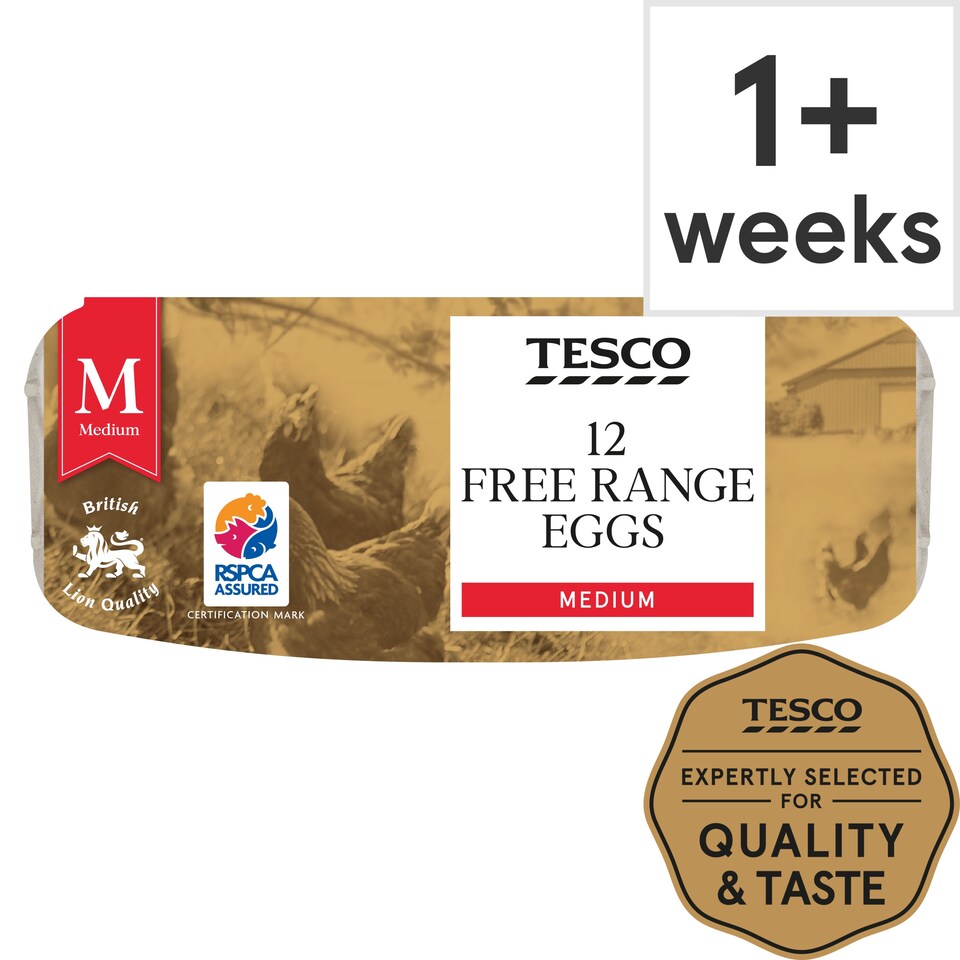 Tesco Medium Free Range Eggs 12 Pack