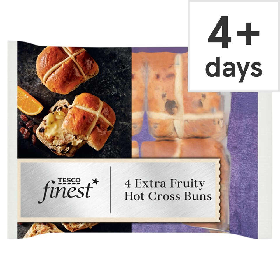 Tesco Finest 4 Extra Fruity Hot Cross Buns
