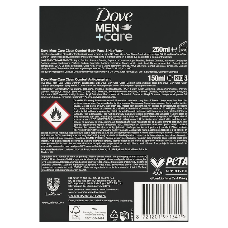 obrázok 1 z Dove Men+Care Clean Comfort darčekový balíček pre muža