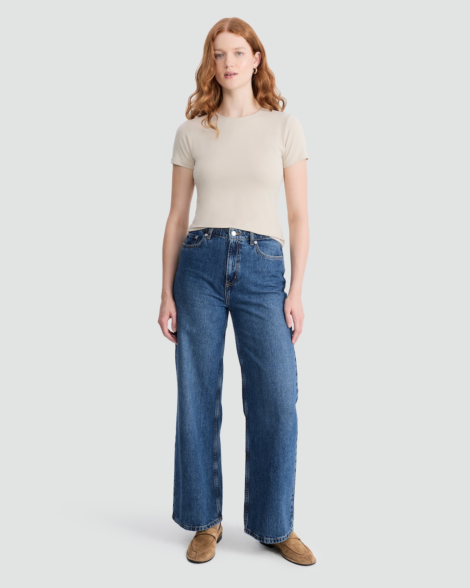 image 1 of F&F Polyamide Crew Neck Short Sleeved T-Shirt in Sand