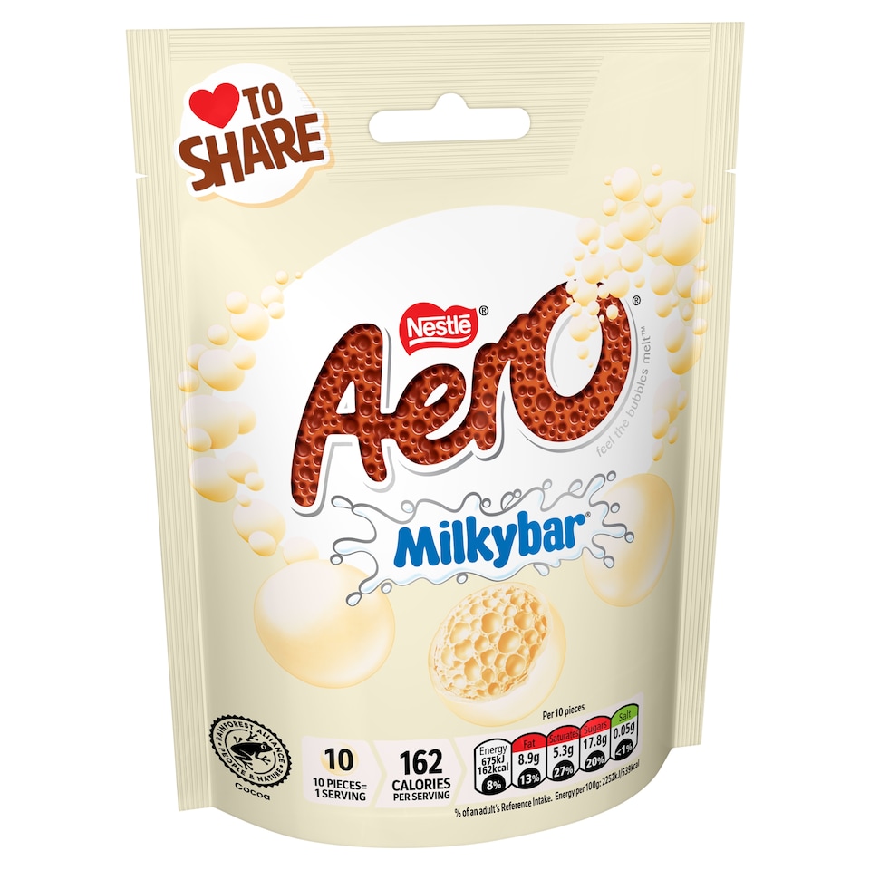 image 1 of Aero Bubble Milkybar White Chocolate 92g