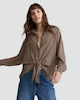 image 1 of F&F Stripe Print Tie Front Shirt in Multi Black