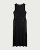 image 4 of F&F Cotton Blend Belted Sleeveless Dress in Black