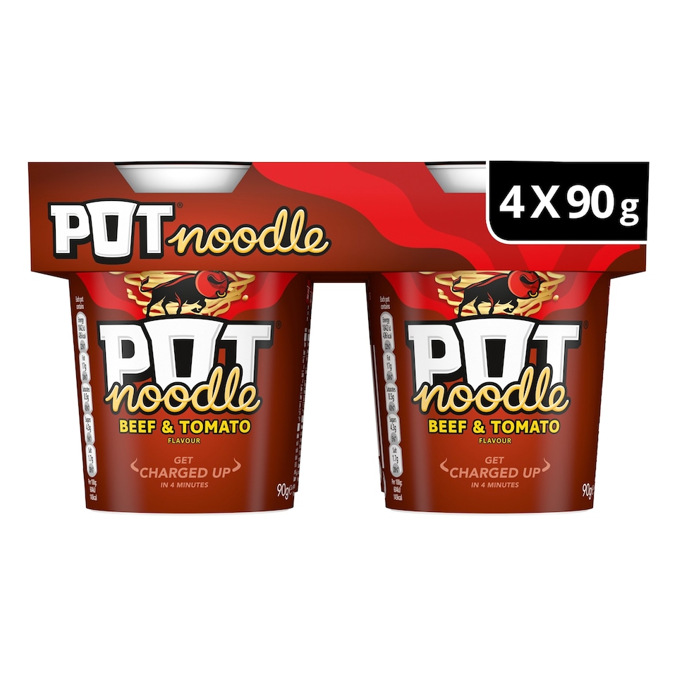 image 1 of Pot Noodle Beef & Tomato 4 X 90G