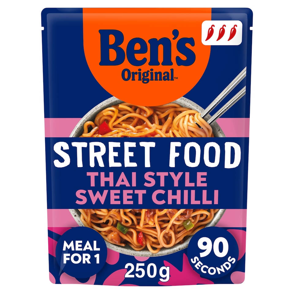 image 1 of Bens Original Street Food Thai Sweet Chilli Microwave Noodles Instant Meal 250g
