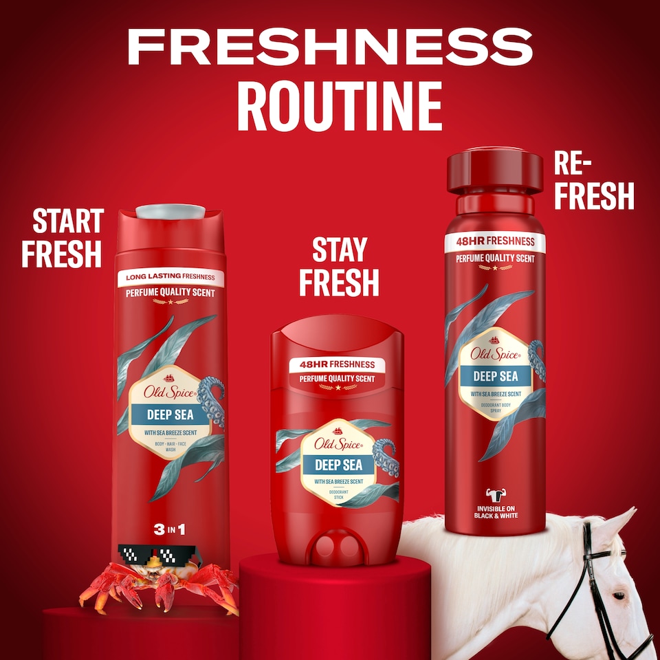 Obrázek 1 pro produkt Old Spice Deep Sea Sprchový Gel Pro Muže 400 ml, 3 v 1, Dlouhotrvající Svěžest