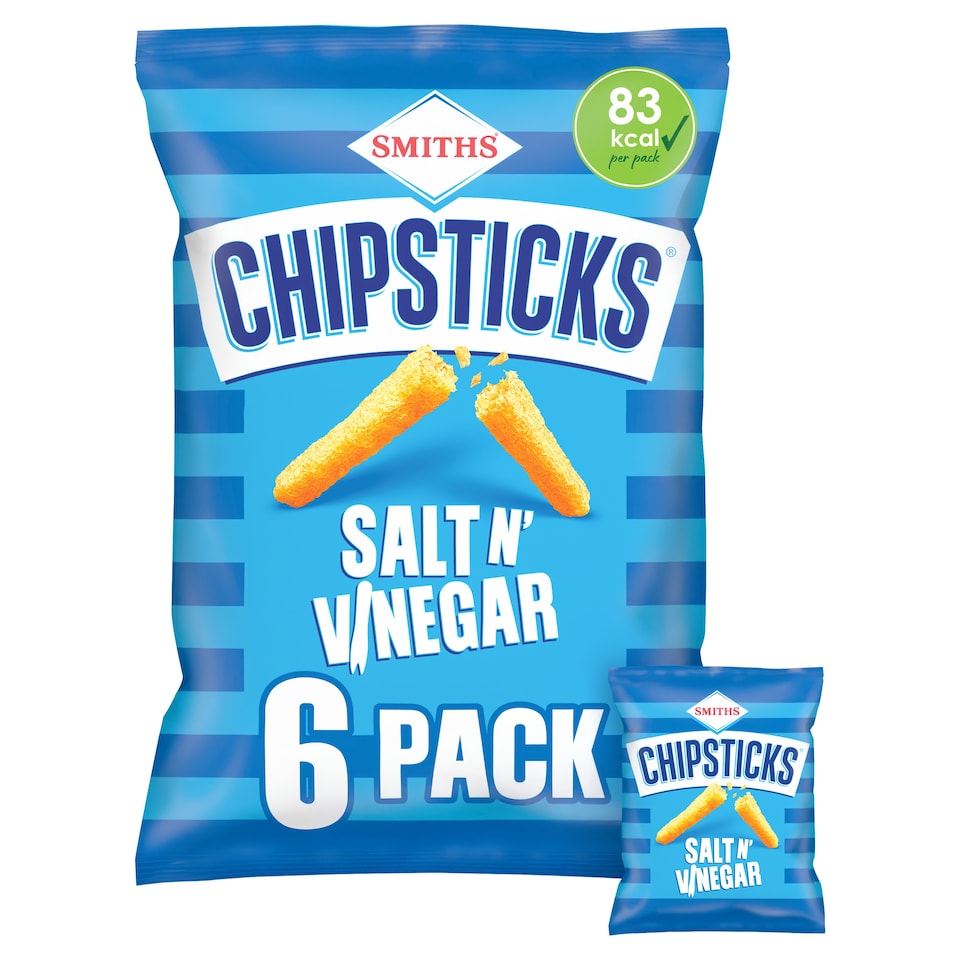 image 1 of Smiths Chipsticks Multipack Crisps - Salt & Vinegar 6 x 17g