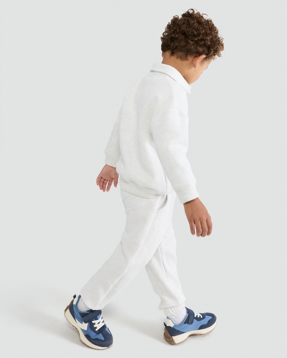 image 1 of F&F Boys 2-Piece Cotton Rich Polo Sweatshirt and Joggers Set in Grey