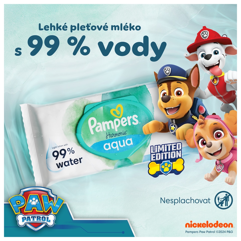 Obrázek 1 pro produkt Pampers Harmonie Aqua Dětské Čisticí Ubrousky 9 Balení = 432 Ubrousků