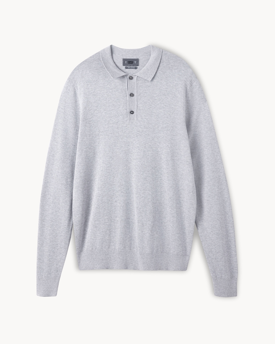 image 1 of F&F Pure Cotton Polo Knit Jumper in Grey