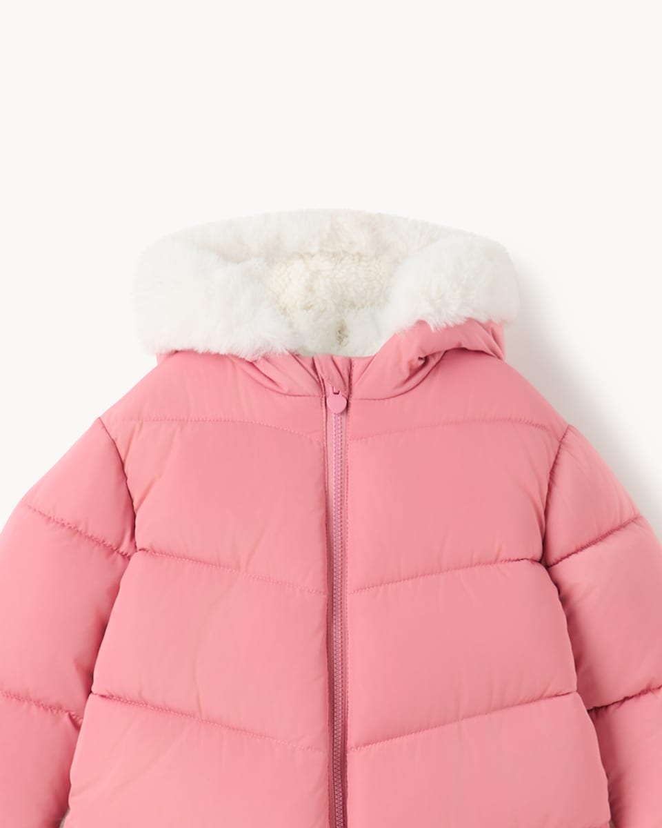 image 1 of F&F Baby Padded Shower Resistant Snowsuit in Pink
