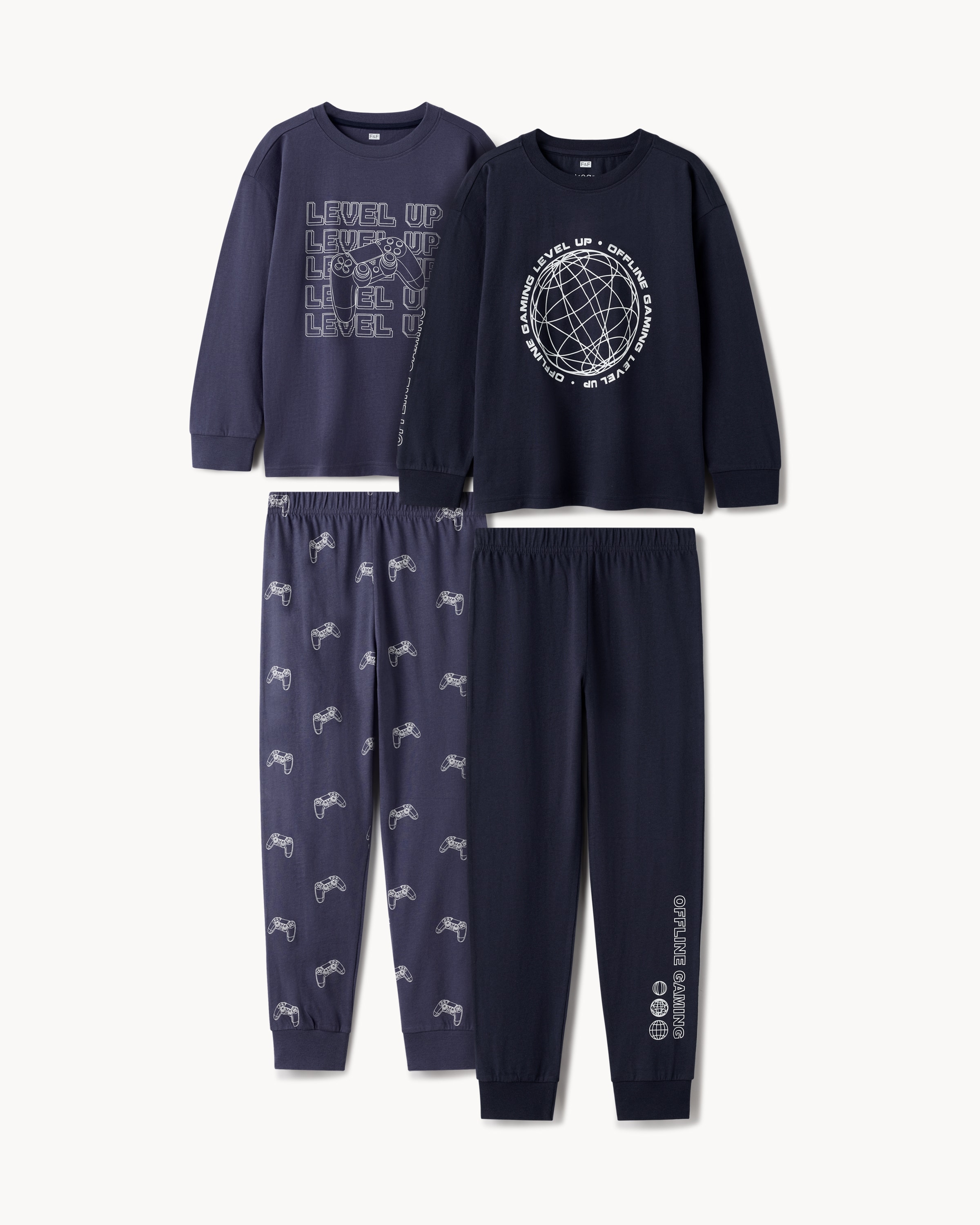 F&F Boys 2-Pack Pure Cotton Gaming Pyjama Sets in Multi