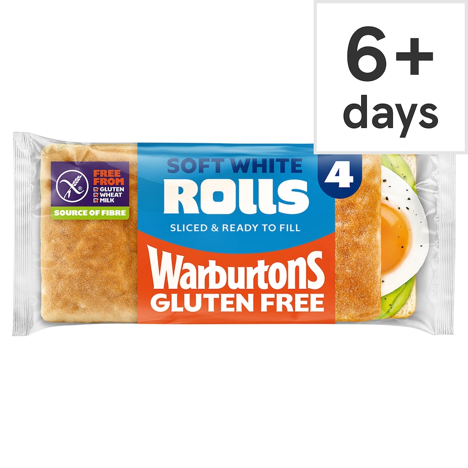 Warburtons Gluten Free Super Soft Sliced Square Rolls 4 pack