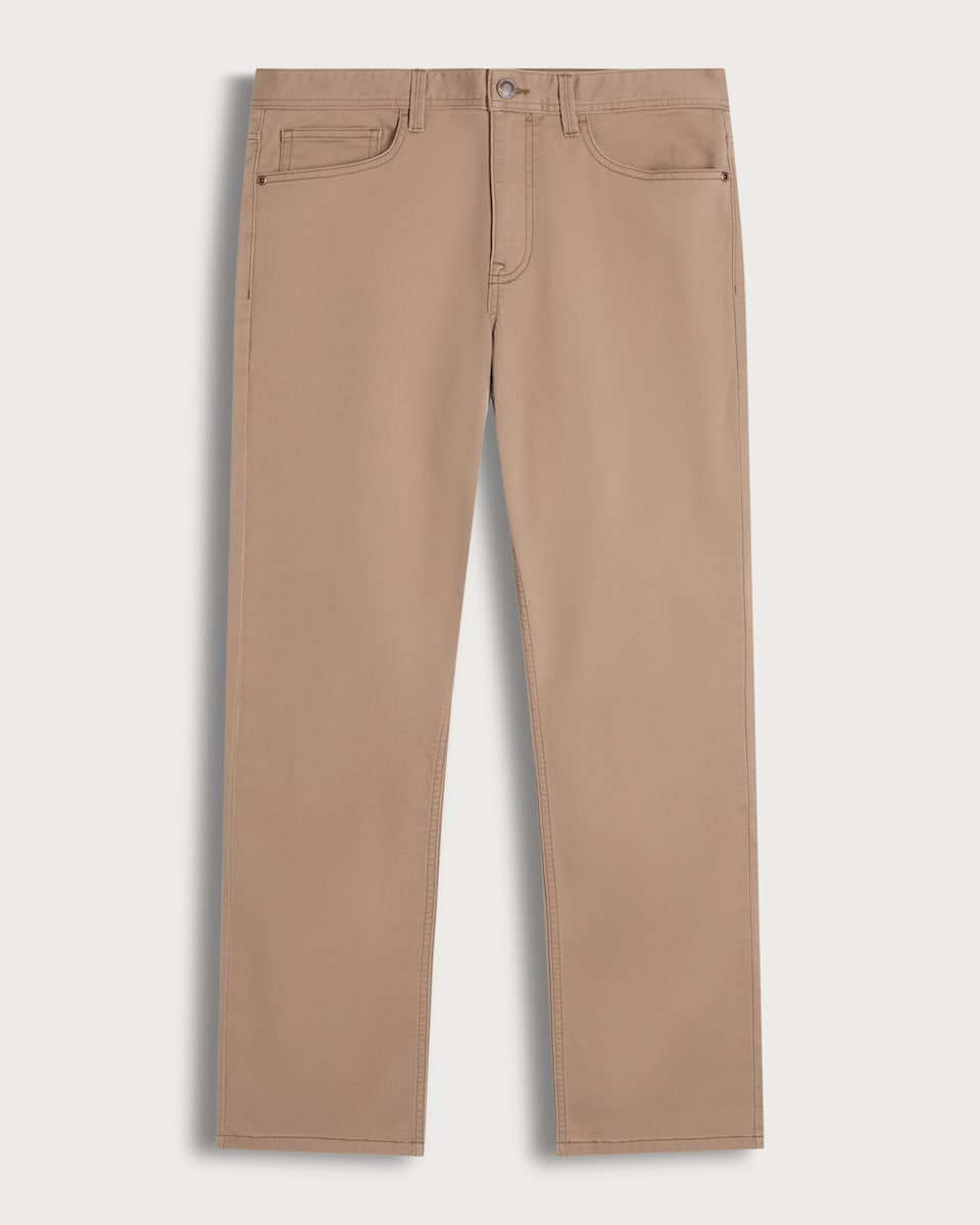 image 1 of F&F Cotton Rich Button Fly Trousers in Stone