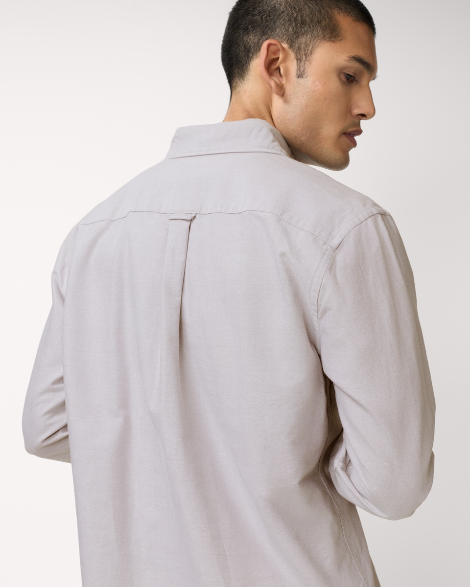 image 1 of F&F Pure Cotton Long Sleeved Oxford Shirt in Neutral