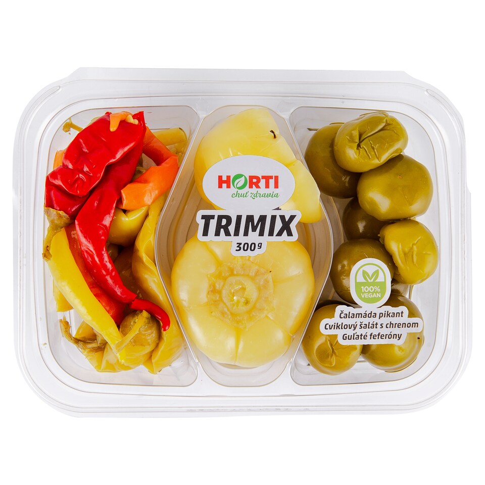HORTI Trimix 3 z nakladaných výrobkov (baranie rohy + alma paprika + guľaté feferóny) 300 g