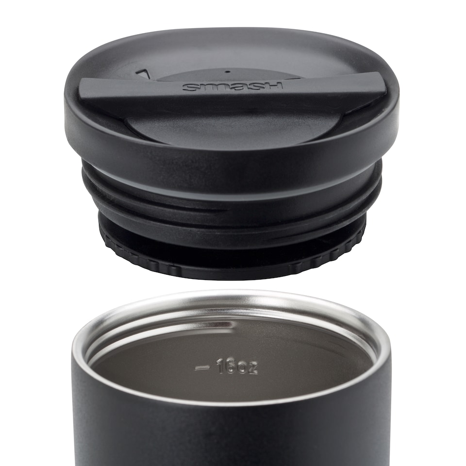 image 1 of Smash Black Twist And Lock Coffee Cup 475Ml