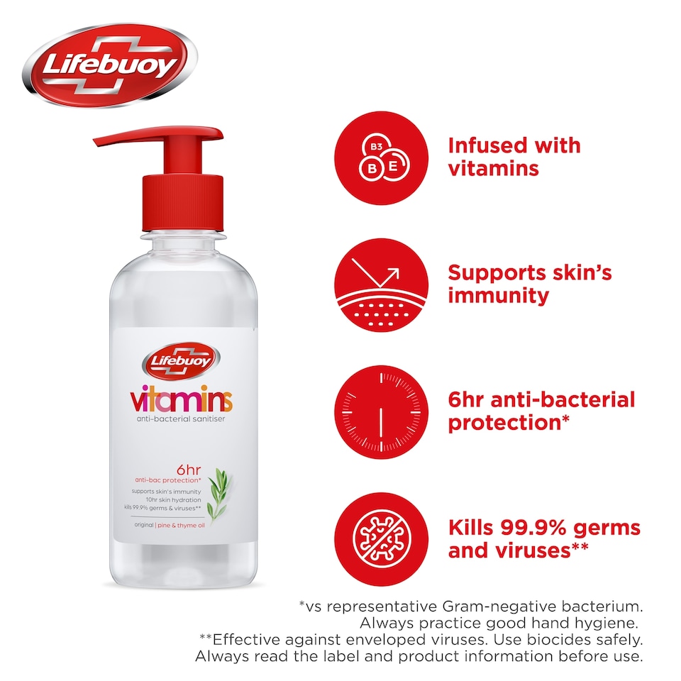 image 1 of Lifebuoy 6h Protection Antibacterial Hand Sanitiser Gel 250ml