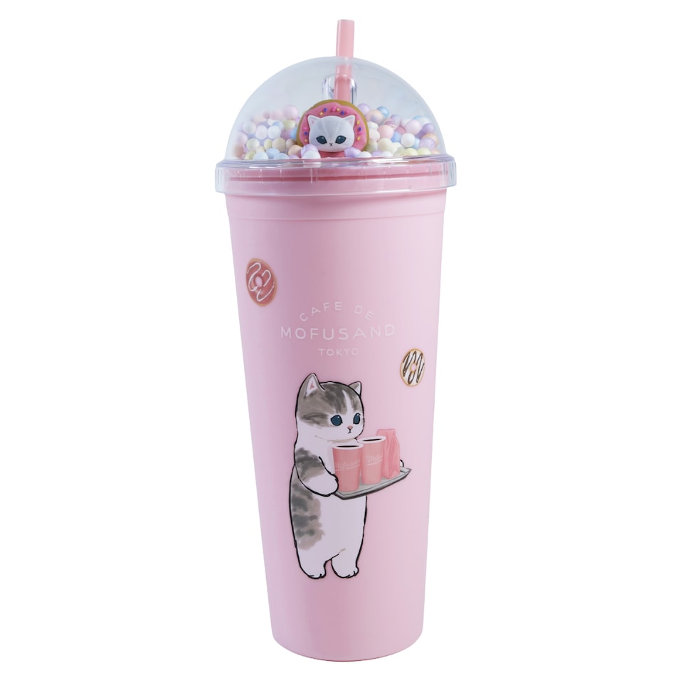 image 1 of Mofusand Water Bottle Cup With Straw 600Ml