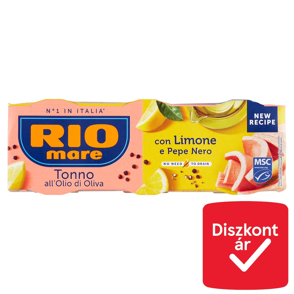 Rio Mare tonhaldarab olívaolajban citromlével és fekete borssal 3 x 65 g 