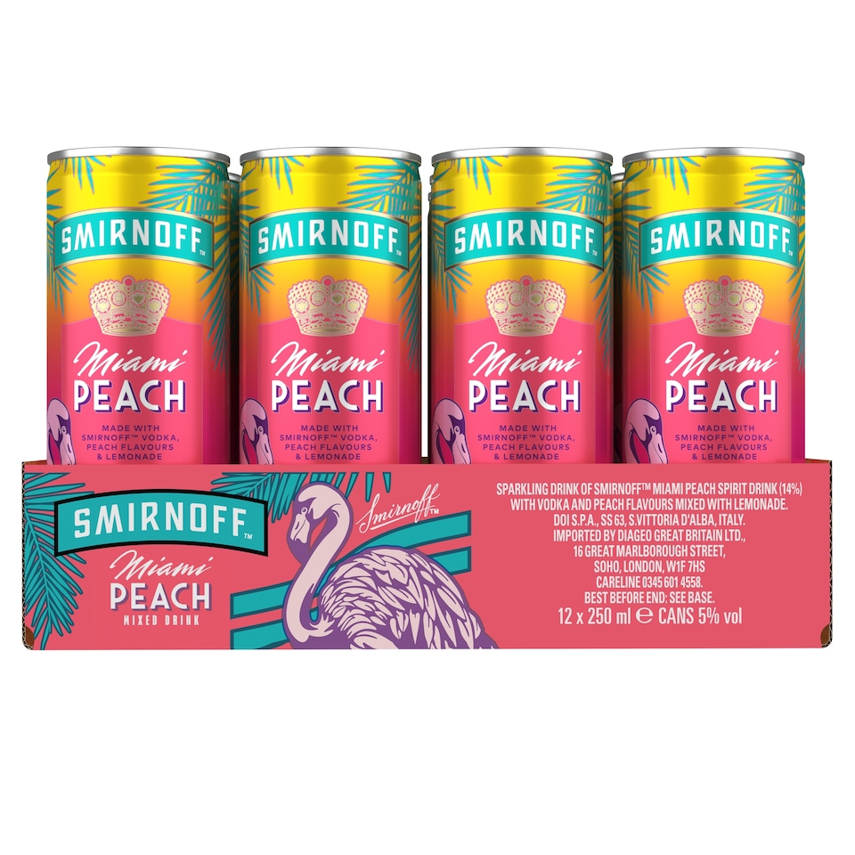 image 1 of Smirnoff  Vodka Miami Peach and Lemonade 250ml