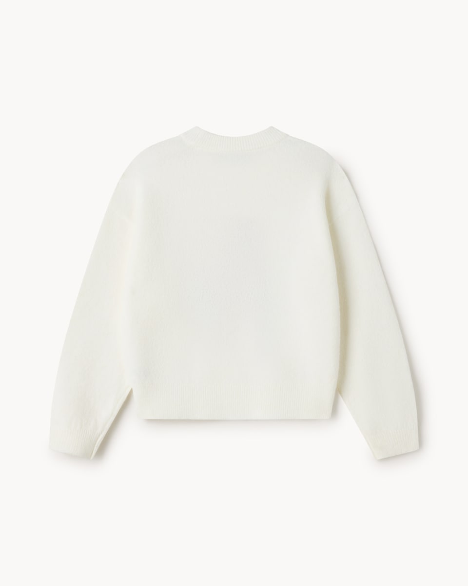 image 1 of F&F Girls Teddy Bear Knitted Jumper in Cream