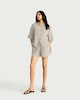 image 2 of F&F Striped Short Sleeved Oversized Fit Co-ord Shirt in Multi Brown
