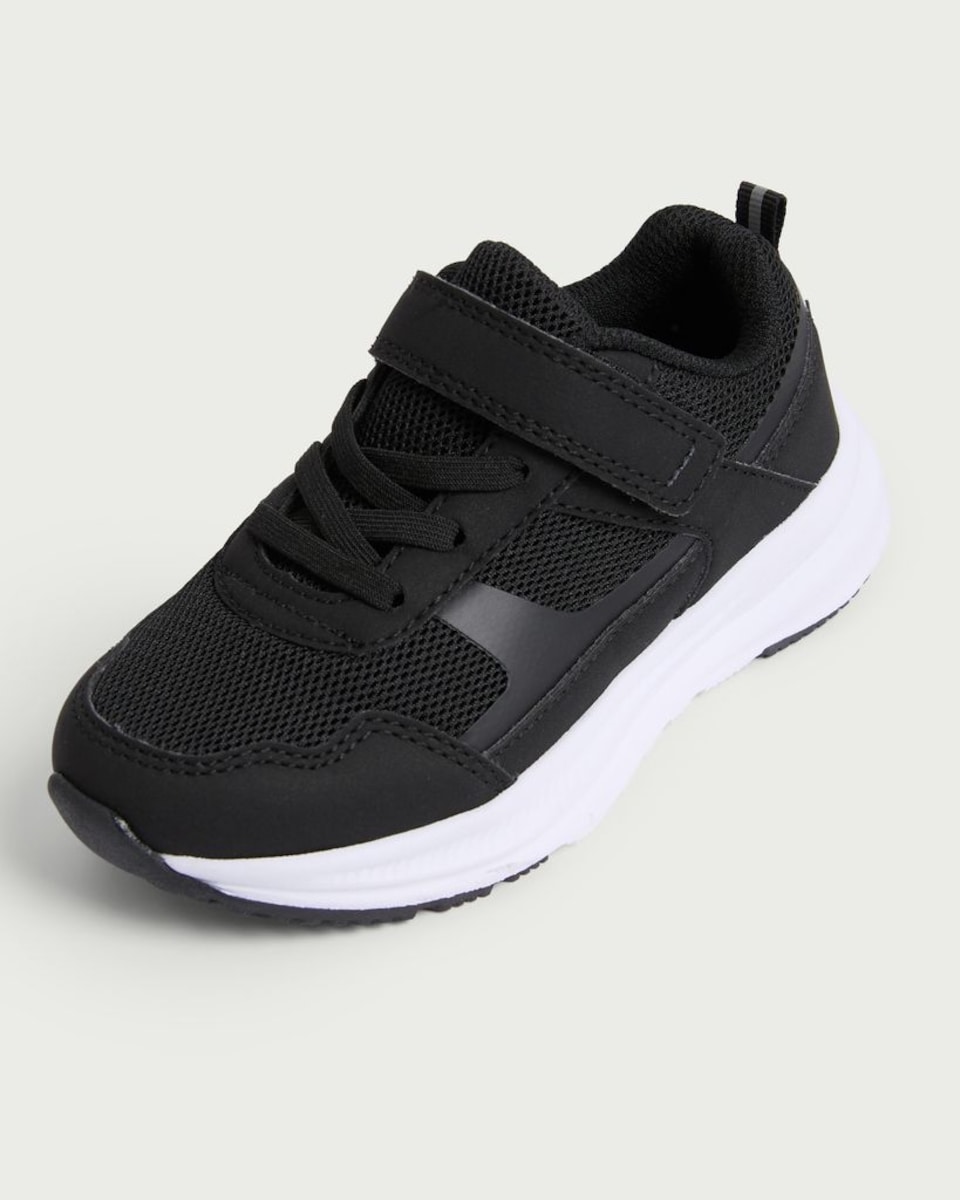 image 1 of F&F School Mesh Panel Strap Fastening Trainers in Black